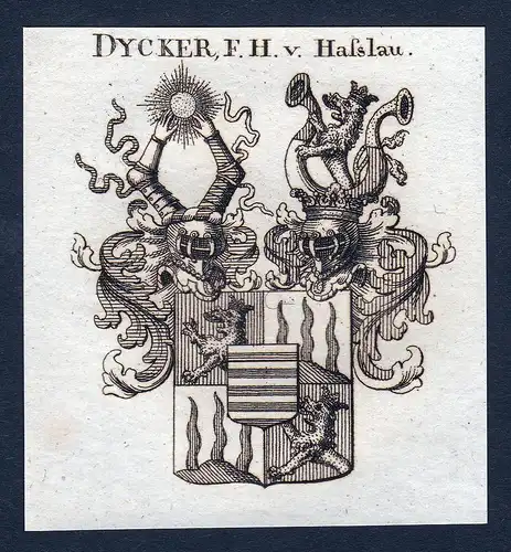 Dycker, F.H. v. Hasslau - Dycker Dücker Hasslau Haßlau Wappen Adel coat of arms heraldry Heraldik