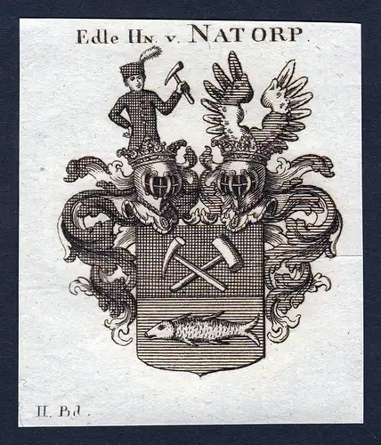Edle Hn. v. Natorp - Natorp Wappen Adel coat of arms Kupferstich  heraldry Heraldik