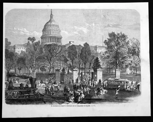 Am Gartenportal des Kapitols zu Washington nach dem Sitzungsschluß des Kongresses.