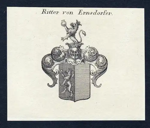 Ritter von Ernsdorfer - Ernsdorfer Wappen Adel coat of arms Kupferstich  heraldry Heraldik