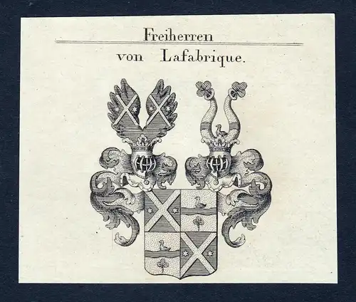 Von Lafabrique - Lafabrique Wappen Adel coat of arms Kupferstich  heraldry Heraldik