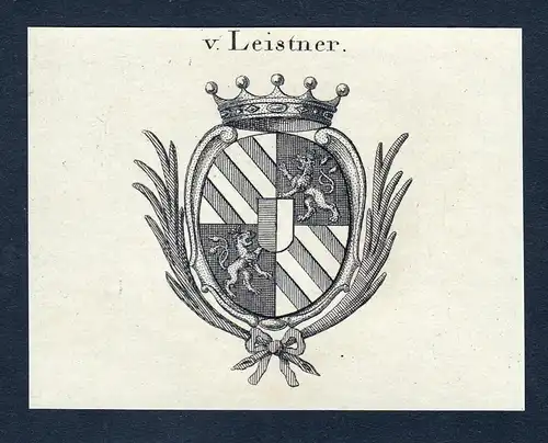 V. Leistner - Leistner Wappen Adel coat of arms Kupferstich  heraldry Heraldik