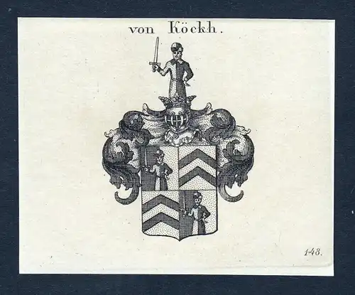 Von Köckh - Köckh Koeckh Wappen Adel coat of arms Kupferstich  heraldry Heraldik