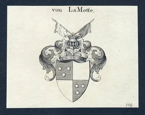 Von La Motte - La Motte Wappen Adel coat of arms Kupferstich  heraldry Heraldik