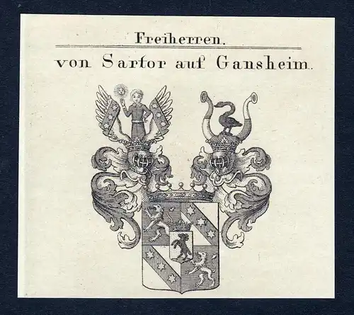 Von Sartor auf Gansheim - Sartor auf Gansheim Wappen Adel coat of arms Kupferstich  heraldry Heraldik