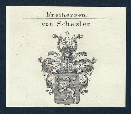 Von Schäzler - Schaezler Schaetzler Wappen Adel coat of arms Kupferstich  heraldry Heraldik