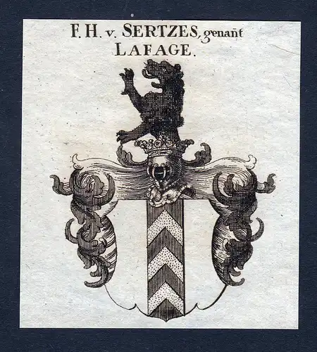 F. Hn. v. Sertzes genannt Lafage - Sertzes Lafage Lafarge Wappen Adel coat of arms heraldry Heraldik