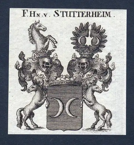 F. Hn. v. Stutterheim - Stutterheim Wappen Adel coat of arms Kupferstich  heraldry Heraldik