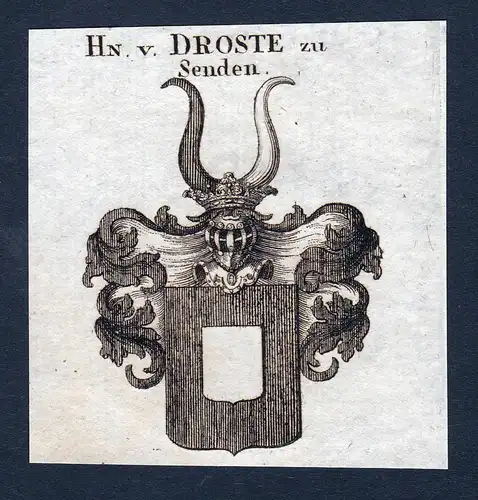 Hn v. Droste zu Senden - Droste zu Senden Wappen Adel coat of arms Kupferstich  heraldry Heraldik
