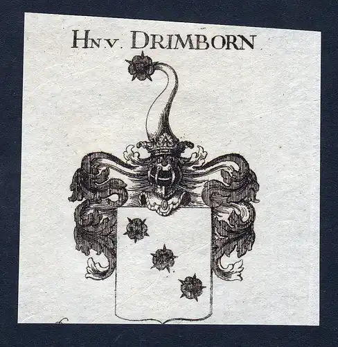 Hn v. Drimborn - Drimborn Wappen Adel coat of arms Kupferstich  heraldry Heraldik