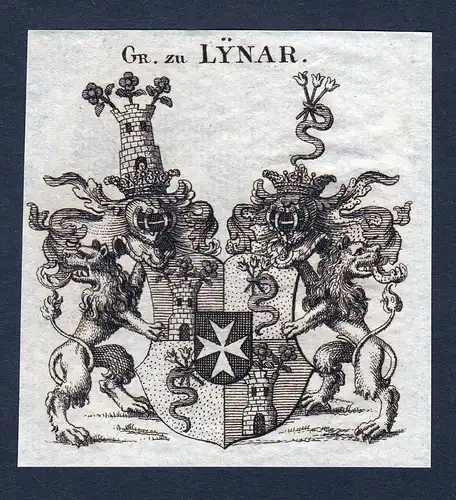 Gr. zu Lynar - Lynar Linar Wappen Adel coat of arms heraldry Heraldik