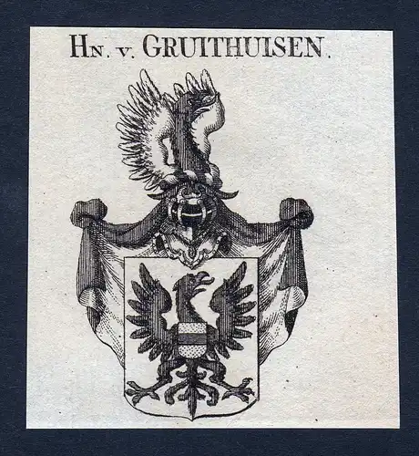 Hn v. Gruithuisen - Gruithuisen Wappen Adel coat of arms Kupferstich  heraldry Heraldik