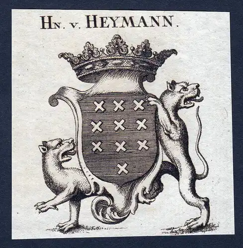 Hn v. Heymann - Heymann Wappen Adel coat of arms Kupferstich  heraldry Heraldik