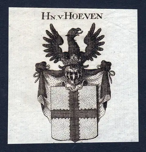Hn v. Hoeven - Hoeven Wappen Adel coat of arms Kupferstich  heraldry Heraldik