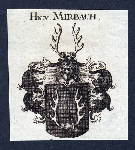 Hn v. Mirbach - Mirbach Wappen Adel coat of arms Kupferstich  heraldry Heraldik