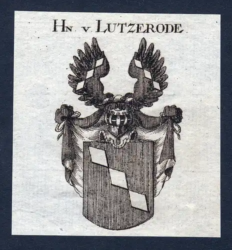 Hn v. Lutzerode - Lutzerode Wappen Adel coat of arms Kupferstich  heraldry Heraldik