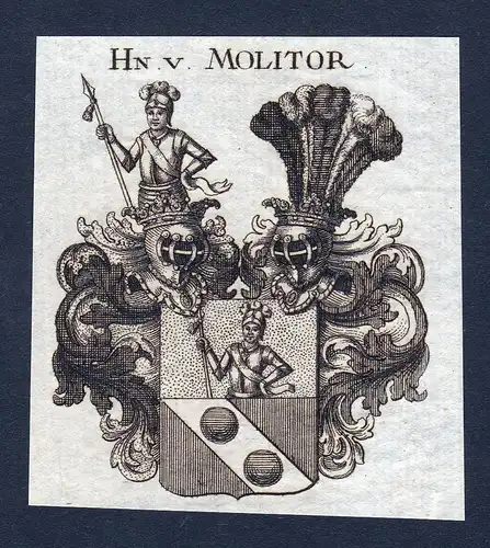 Hn v. Molitor - Molitor Wappen Adel coat of arms Kupferstich  heraldry Heraldik