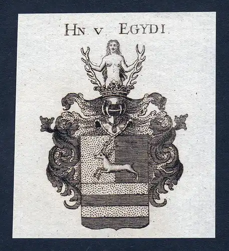 Hn. v. Egydi - Egidy Wappen Adel coat of arms Kupferstich  heraldry Heraldik