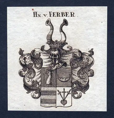 Hn. v. Ferber - Ferber Wappen Adel coat of arms Kupferstich  heraldry Heraldik