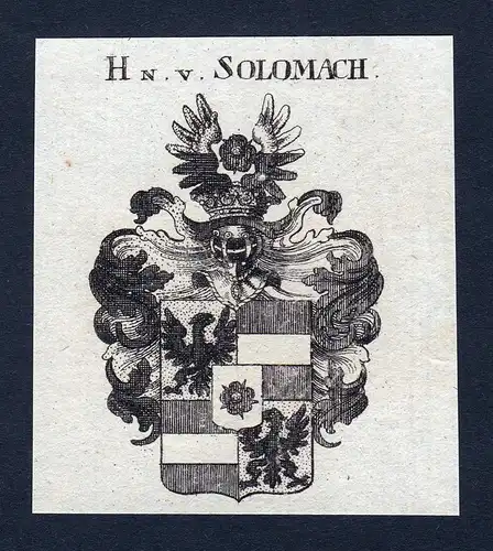 Hn. v. Solomach - Solomach Wappen Adel coat of arms Kupferstich  heraldry Heraldik