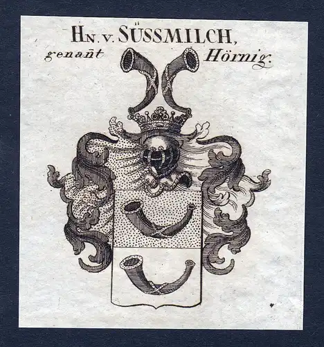 Hn. v. Süssmilch genant Hörnig - Süßmilch genannt Hörnig Sueßmilch Hoernig Wappen Adel coat of arms Kupf