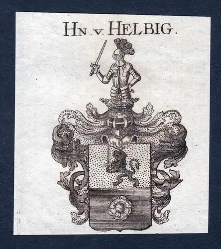 Hn. v. Helbig  - Helbig Wappen Adel coat of arms Kupferstich  heraldry Heraldik