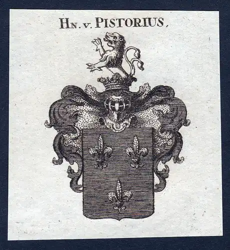 Hn. v. Pistorius - Johann Karl Pistorius Wappen Adel coat of arms heraldry Heraldik