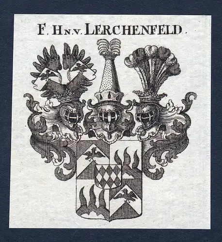 F. Hn. v. Lerchenfeld - Lerchenfeld Wappen Adel coat of arms Kupferstich  heraldry Heraldik