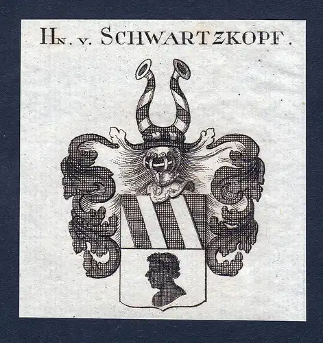 Hn. v. Schwartzkopf - Schwartzkopf Schwarzkopf Wappen Adel coat of arms heraldry Heraldik