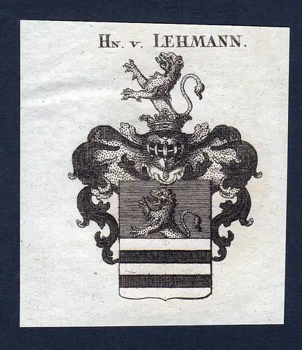 Hn. v. Lehmann - Lehmann Wappen Adel coat of arms heraldry Heraldik