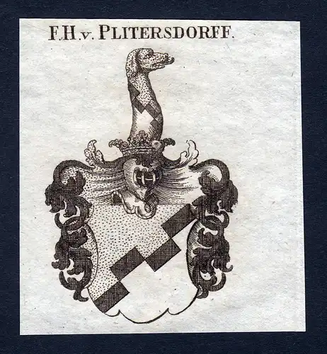 F. Hn. v. Plitersdorff - Plitersdorff Blittersdorff Wappen Adel coat of arms heraldry Heraldik