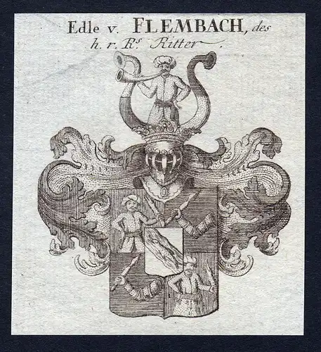 Edle v. Flembach - Flembach Wappen Adel coat of arms Kupferstich  heraldry Heraldik