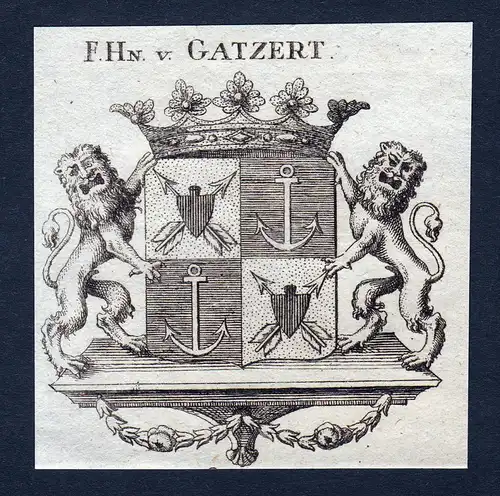 F. Hn. v. Gatzert - Gatzert Wappen Adel coat of arms heraldry Heraldik