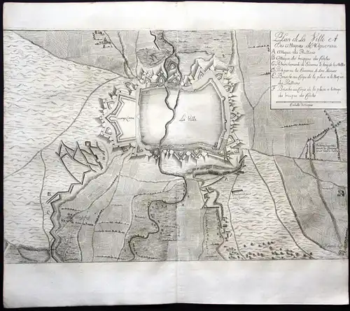 Plan de la Ville et des attaques de Haguenau - Hagenau Haguenau Alsace Elsass gravure Karte map Plan