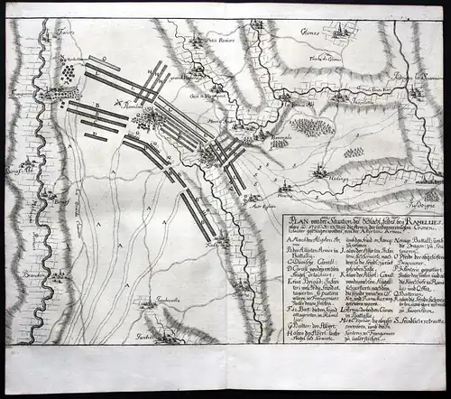 Plan von der Situation des Schlachtfeldes bey Ramellies alwo anno 1706 .. - Ramellies Glimes Mont-Saint-Andre