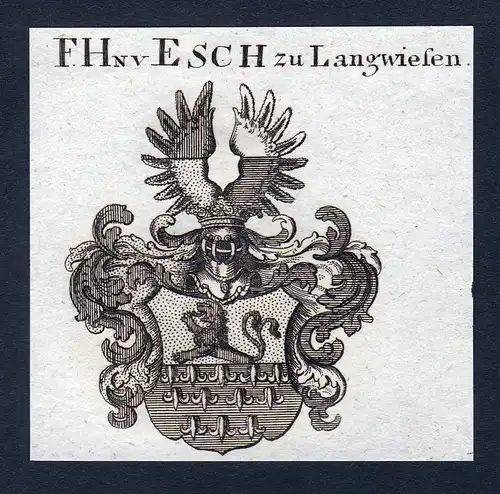 F. Hn. v. Esch zu Langwiesen - Langwiesen Esch Wappen Adel coat of arms heraldry Heraldik