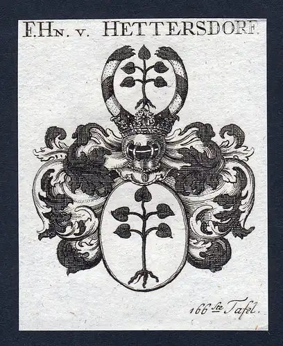 F. Hn. v. Hettersdorf - Hettersdorf Heddersdorf Hettersdorff Wappen Adel coat of arms heraldry Heraldik