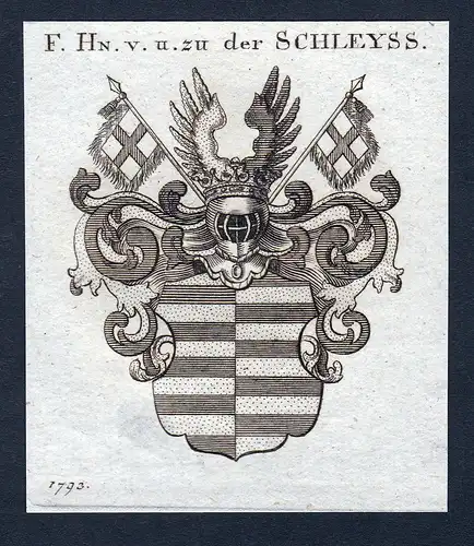 F. Hn. v. u. zu der Schleyss - Schleyss Wappen Adel coat of arms heraldry Heraldik