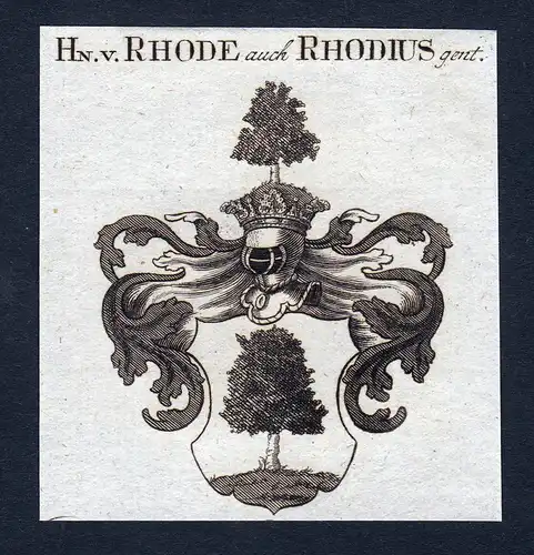 Hn. v. Rhode auch Rhodius - Rhode Rhodius Wappen Adel coat of arms heraldry Heraldik