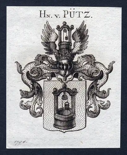 Hn. v. Pütz - Pütz Puetz Wappen Adel coat of arms heraldry Heraldik