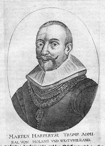 Marten Harpertse Tromp - Maarten Harpertszoon Tromp (1598-1653) admiral Nederland Portrait Kupferstich