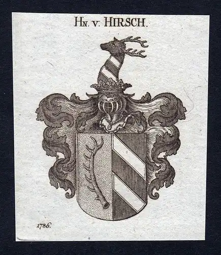 Hn. v. Hirsch - Hirsch Franken Wappen Adel coat of arms heraldry Heraldik