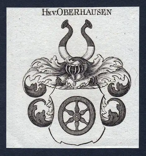 Hn. v. Oberhausen - Oberhausen Nordrhein-Westfalen Wappen Adel coat of arms Kupferstich  heraldry Heraldik