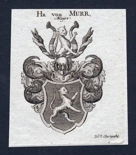 Hr. von Murr, Major - Christoph Gottlieb Murr Wappen Adel coat of arms Kupferstich  heraldry Heraldik