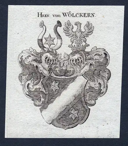 Hren. von Wölckern - Martin Carl Wilhelm Wölckern Wappen Adel coat of arms Kupferstich  heraldry Heraldik