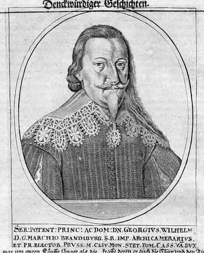 Georgius Wilhelm - Georg Wilhelm von Brandenburg (1595-1640) Markgraf Herzog Preussen Kleve Portrait Kupfersti