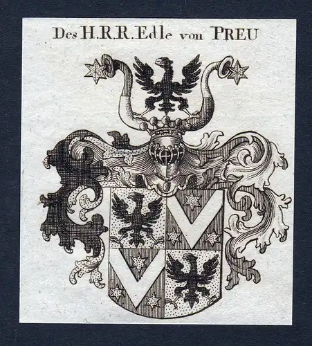 Des H.R.R. Edle von Preu - Preu Weißenburg Bayern Wappen Adel coat of arms heraldry Heraldik