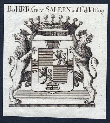 Des H.R.R. Gr. v. Saldern auf Geldofing - Saldern Geldofing Salder Wappen Adel coat of arms heraldry Heraldik