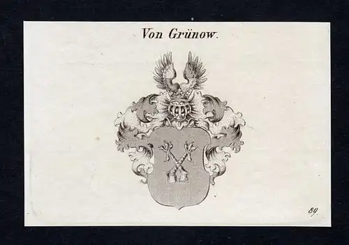 Von Grünow - Grünow Gruenow Wappen Adel coat of arms Kupferstich  heraldry Heraldik