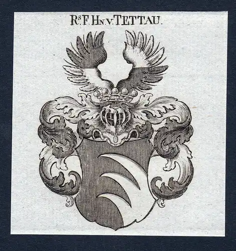 F. Hn. v. Tettau - Tettau Böhmen Wappen Adel coat of arms Kupferstich  heraldry Heraldik